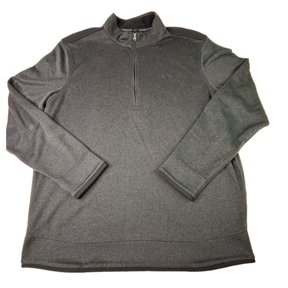 Under Armour ColdGear Quarter Zip Pullover Mens XL Gray Fleece Sweater A1-894 - Picture 2 of 9